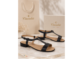 Marimea 39, 40 Sandale dama negre din piele naturala box LS16NBOX2